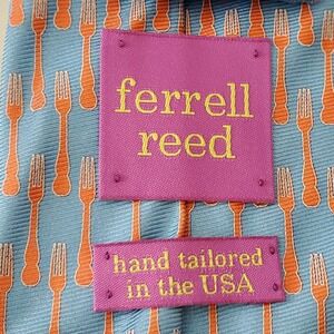 Ferrell Reed Men's 100% Silk Necktie Hand Tailored in the USA Forks Pattern Blue